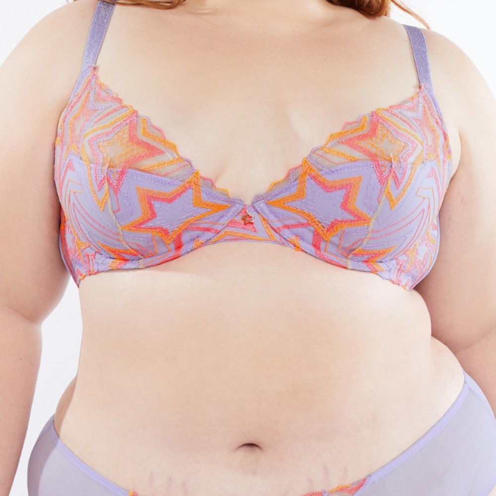 Shining Star Embroidered Bra Purple and Orange Medium Coverage NWT